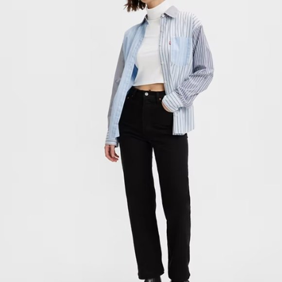 Levi’s Ribcabe Straight Ankle Size 26 Black Denim - Picture 1 of 6